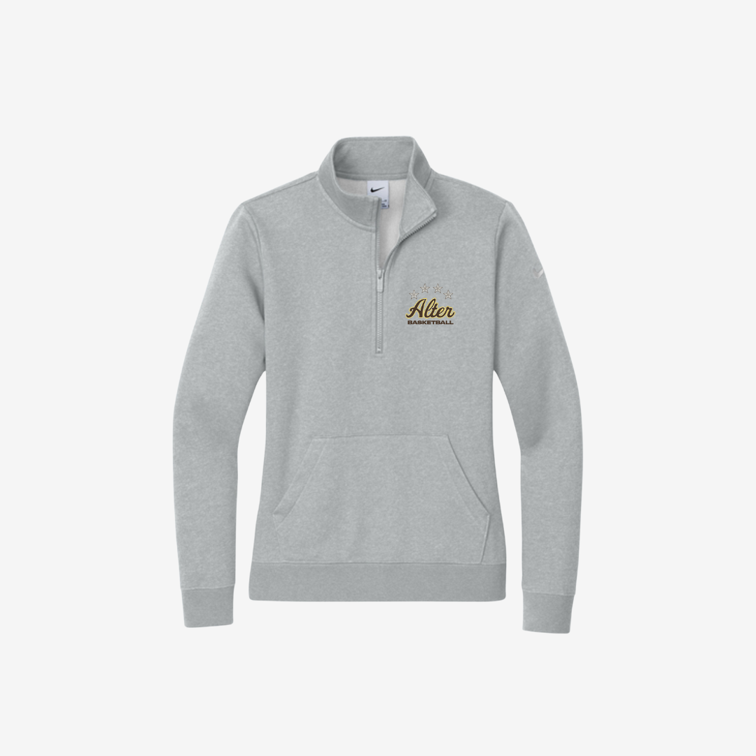 Gray sweatshirt with a logo on a white background